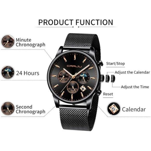 Men's Watches Auto Date Chronograph Watch Men Sports Watches Waterproof 30M - Picture 4 of 6